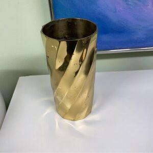 Vintage Cast Brass Spiral Vase Organizer Art Deco Hollywood Regency